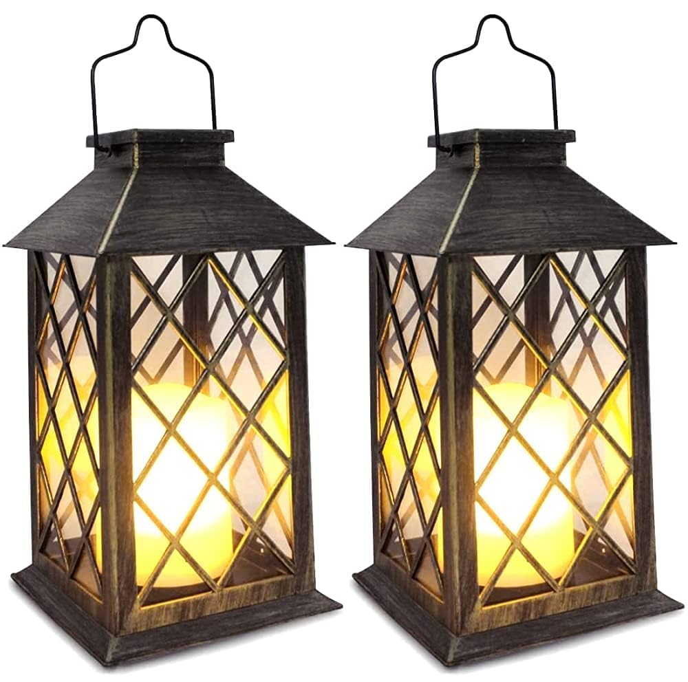 CYIKE 2-pack Solar Outdoor Lantern Set