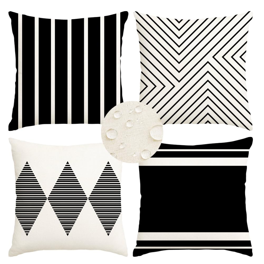 CYIKE Set of 4 18 x 18 Inch Waterproof Boho Pillow Covers
