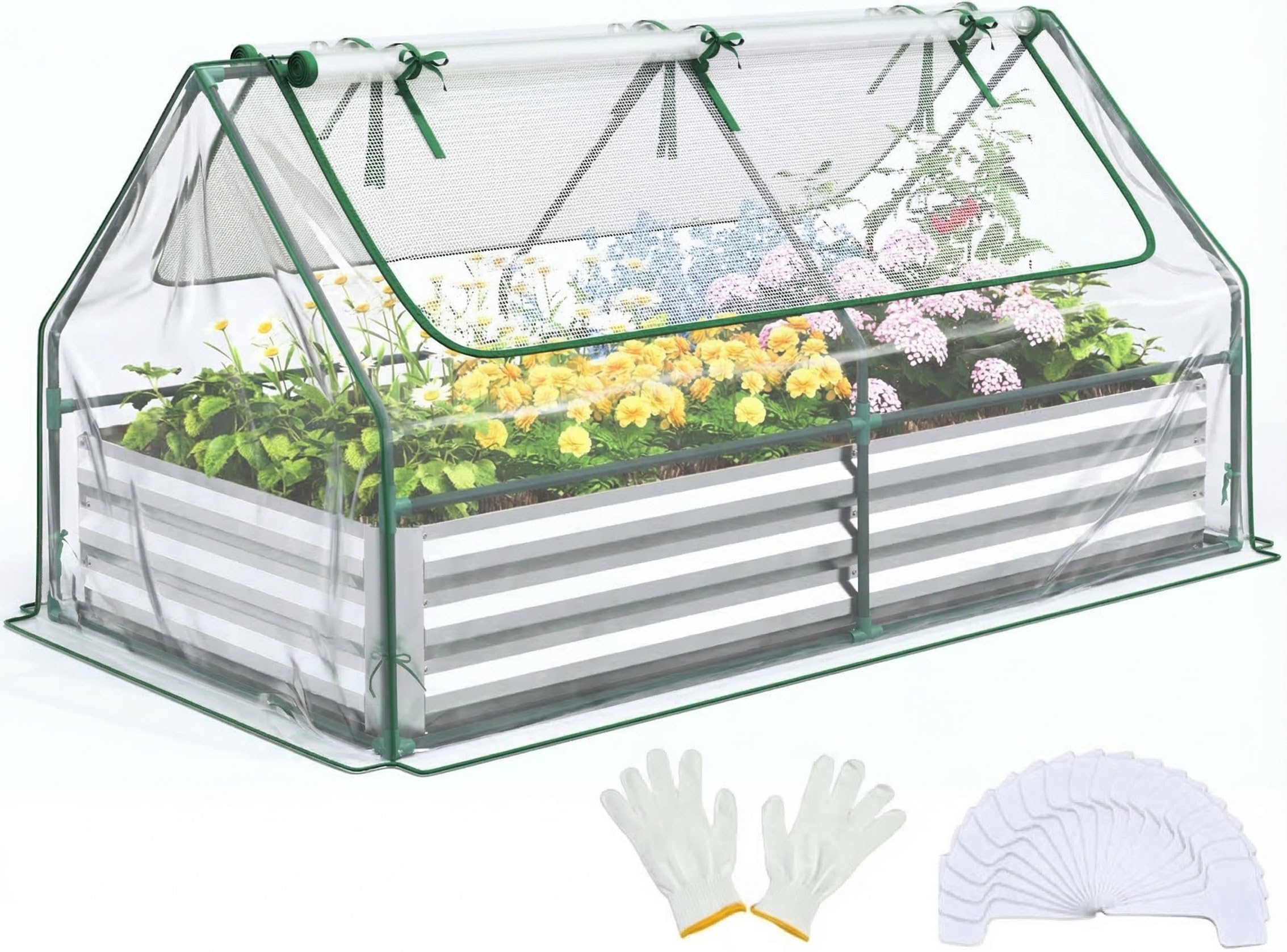 CYIKE 6x3x1ft Raised Garden Bed with Cover