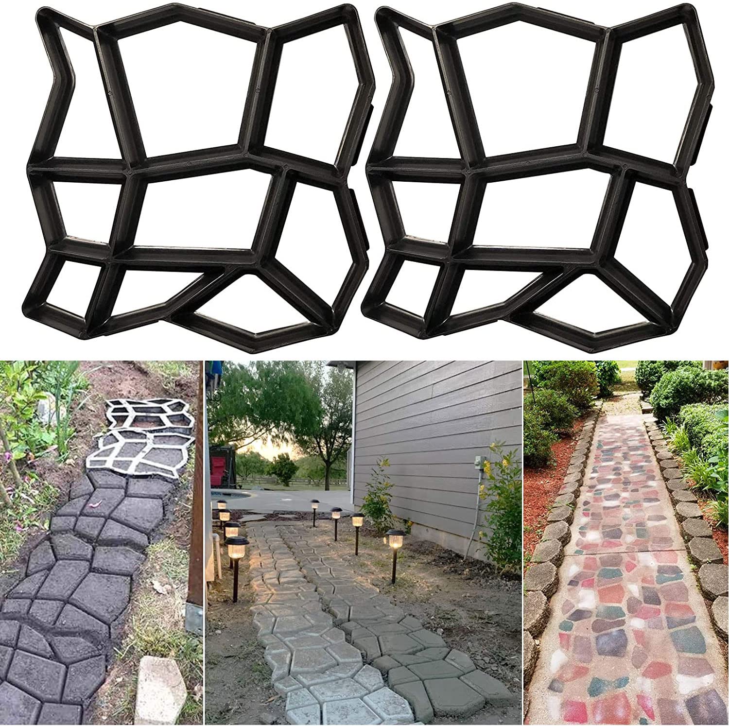 CYIKE Set of 2 Large Reusable Concrete Paver Molds