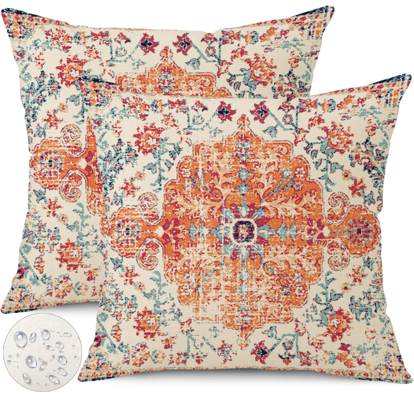 CYIKE Set of 2 18 x 18 Inch Waterproof Boho Pillow Covers