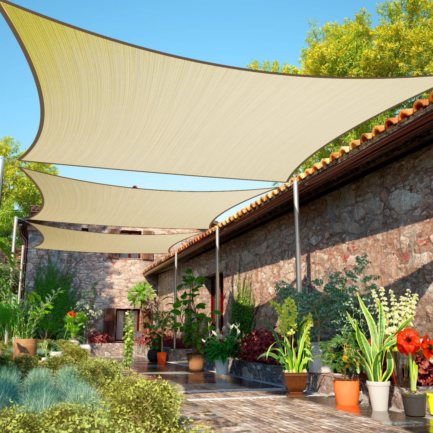 CYIKE 10' x 20' Beige Rectangle Sun Shade Sail