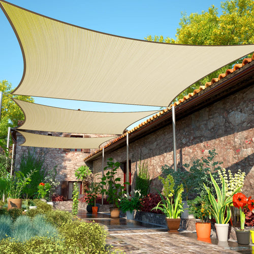 CYIKE 10' x 20' Beige Rectangle Sun Shade Sail